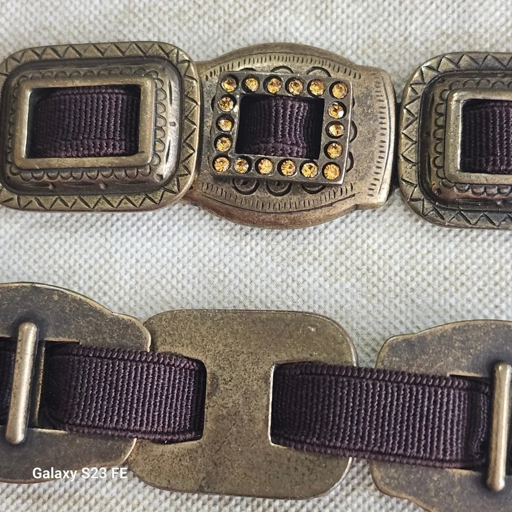 Chain‎ Link Belt Womens 35 Inch Bronze Brown Rhinestone Boho Western Stretchy